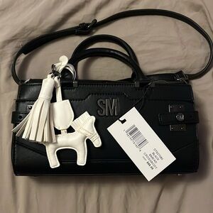 Steve Madden Black Purse with Detachable White Horse Charm & crossbody strap